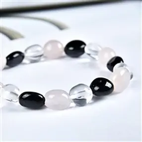 Bracelet, Rock Crystal, Rose Quartz, Tourmaline (black), Nuggets | Marco Schreier