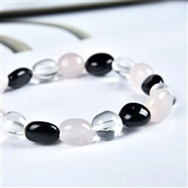 Pulsera, Cristal de roca, Cuarzo rosa, Turmalina negra, Pepitas | Marco Schreier