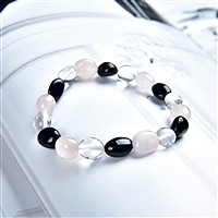 Pulsera, Cristal de roca, Cuarzo rosa, Turmalina negra (chorlo), pepitas 08-10mm | Marco Schreier