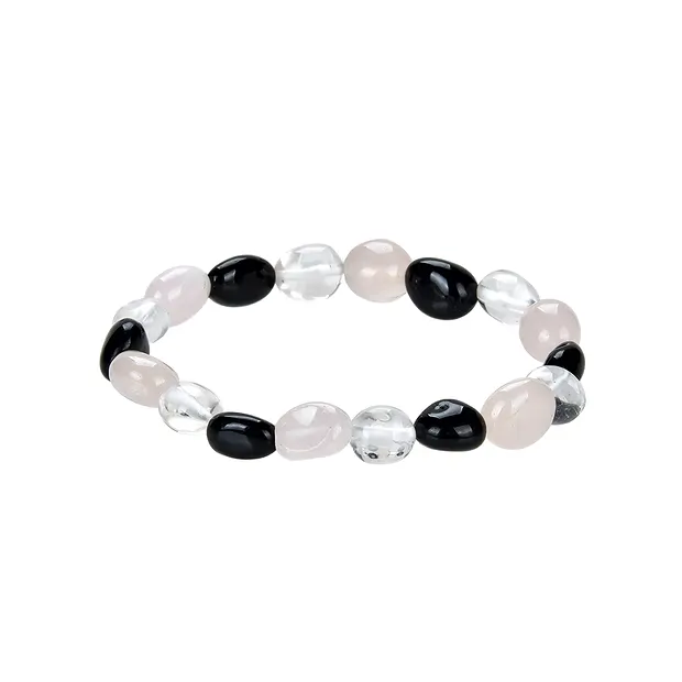 Bracciale, Cristallo di rocca, quarzo rosa, Schorl, pepite da 08-10 mm | Marco Schreier