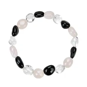 Bracelet, Rock Crystal, Rose Quartz, Tourmaline (black), Nuggets | Marco Schreier