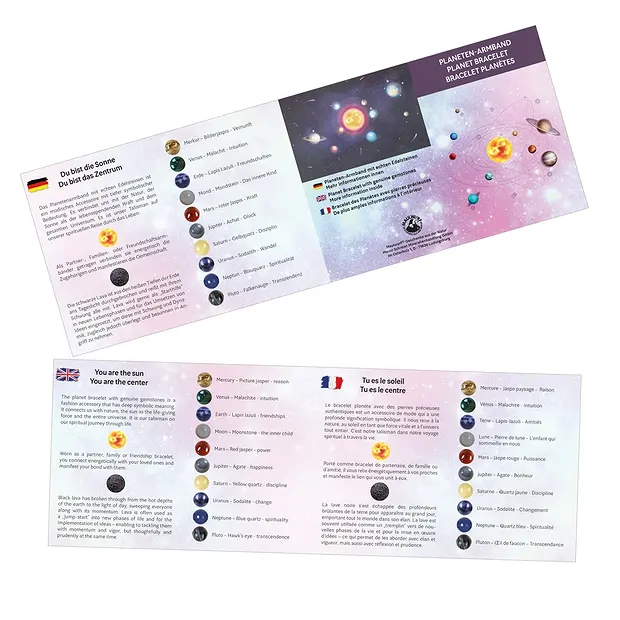 Bracelet "Planètes", 21,5cm, avec carte descriptive en pochette | Marco Schreier