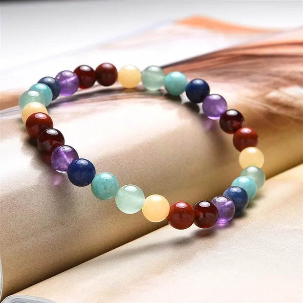 Bracciale, Chakra (stab.), perline da 06 mm, 15 cm (per bambini) | Marco Schreier