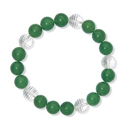 0600050507 Bracelet, aventurine/rock crystal, 10mm beads | wholesaler gems & healing stones