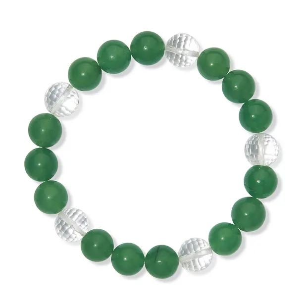 Bracelet, Aventurine/Cristal de roche, perles de 10mm | Marco Schreier