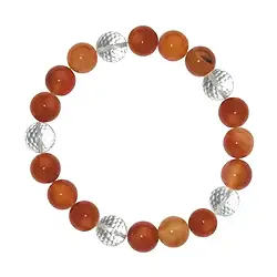 0600050509 Armband, Carneol (gebr.)/Bergkristall, 10mm Kugeln | Marco Schreier