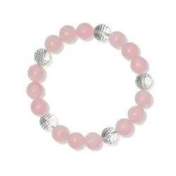 0600050510 Pulsera, cuarzo rosa/Cristal de roca, cuentas de 10 mm | Marco Schreier