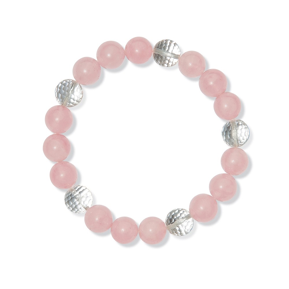 Bracelet, Quartz rose/Cristal de roche, boules 10mm | Marco Schreier