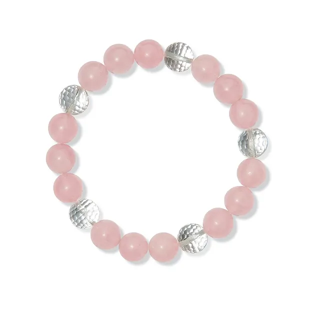 Bracelet, Rose Quartz, Rock Crystal, 10mm beads | gems, healing stones & jewelry