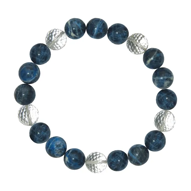 Armband, Sodalith/Bergkristall, 10mm Kugeln | Edelsteine, Heilsteine & Schmuck