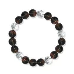 0600050512 Pulsera, Cristal de roca/cuarzo ahumado, cuentas de 10 mm | Marco Schreier