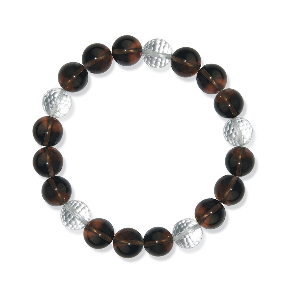 Bracelet, Smoky Quartz / Rock Crystal, 10mm beads | Marco Schreier