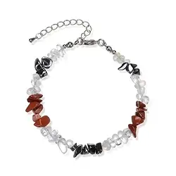 0600050605 Bracciale barocco combinato, Cristallo di rocca, Ematite, Diaspro (rosso) | Marco Schreier