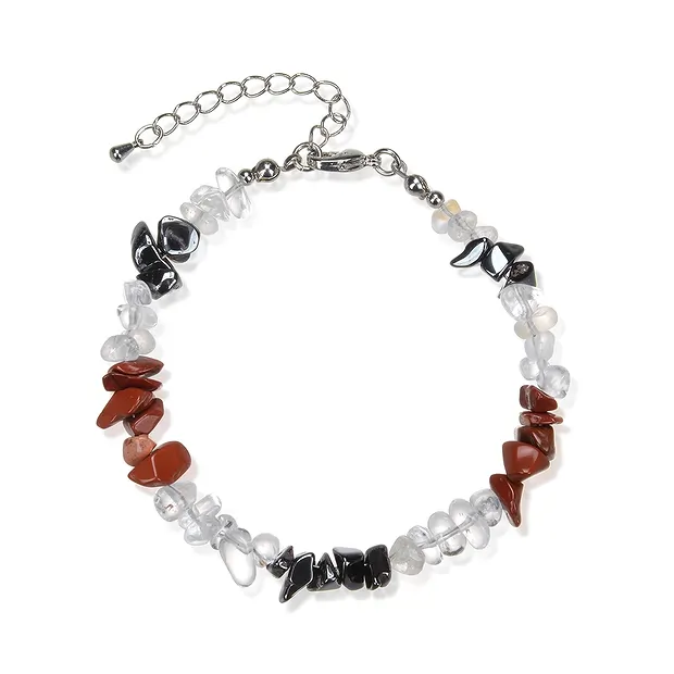 Bracelet Baroque Combi, Cristal de roche, Hématite, Jaspe (rouge) | Marco Schreier