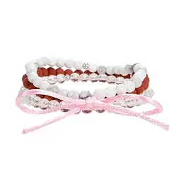 0600060002 Bracelet set "Fitness" (Rock Crystal, Magnesite, Jasper), 18cm (medium) | Marco Schreier