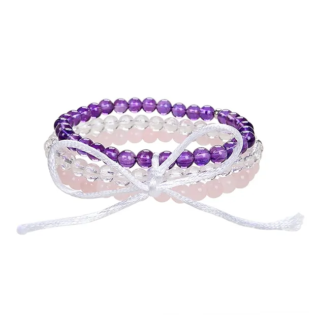 Bracelet set amethyst, Rock Crystal, Rose Quartz (18cm) | Marco Schreier
