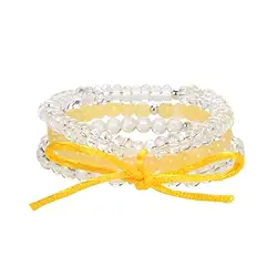 0600060008 Set de bracelets "Sunny Day" (Cristal de roche, calcite orange), 18cm (moyen) | Marco Schreier