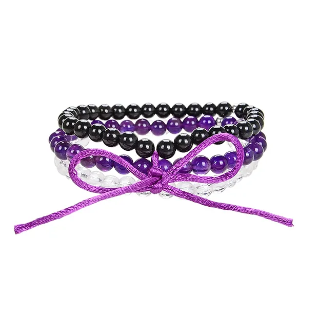 Bracelet set amethyst, Rock Crystal, Tourmaline (black) (18cm) | Marco Schreier
