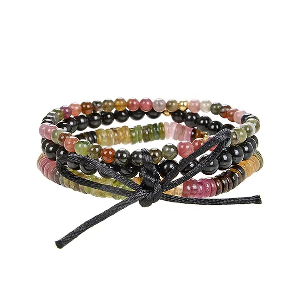 Armband-Set Turmalin bunt, grün, schwarz (18cm) | Marco Schreier