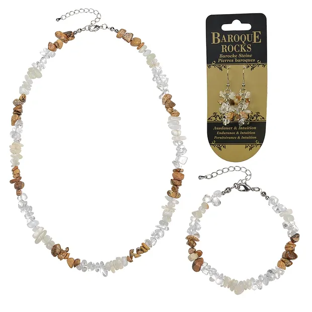 Jewelry set baroque combination Rock Crystal, Picture jasper, Moonstone | Marco Schreier