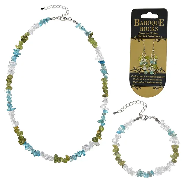 Parure de bijoux Baroque Combi Cristal de roche, Apatite, Péridot | Marco Schreier