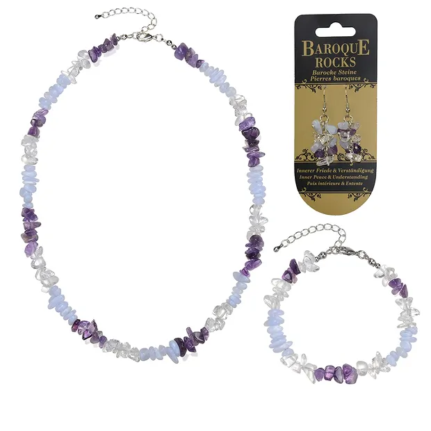 Parure de bijoux Baroque Combi Cristal de roche, Améthyste, Calcédoine | Marco Schreier