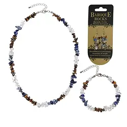 0600080107 Jewelry set Baroque Combi Rock Crystal, Sodalite, Tiger's Eye | Marco Schreier