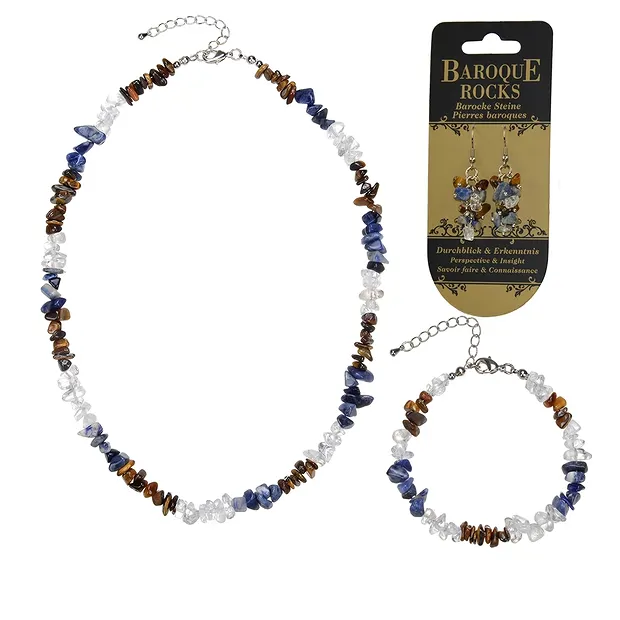 Set di gioielli barocco con combinazione di Cristallo di rocca, Sodalite e Occhio di tigre | Marco Schreier