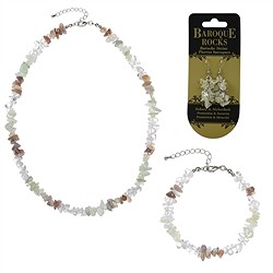 0600080108 Parure de bijoux Baroque Combi Cristal de roche, Agate, Serpentine | Marco Schreier