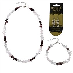 0600080109 Parure de bijoux Baroque Combi Cristal de roche, Grenat, Quartz rose | Marco Schreier