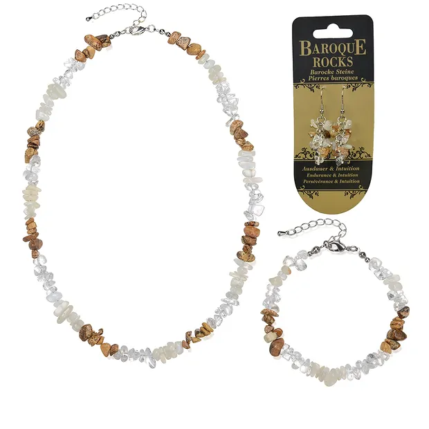 Jewelry set baroque combination Rock Crystal, Picture jasper, Moonstone | Marco Schreier