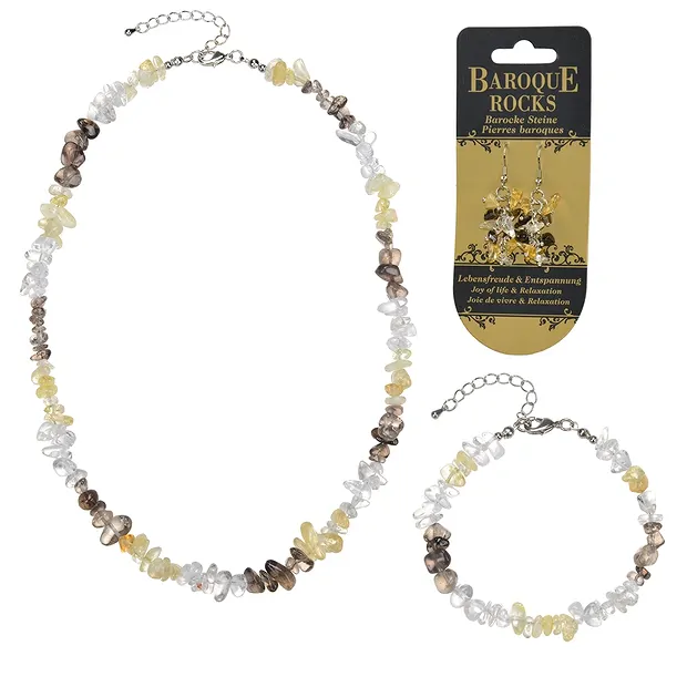 Jewelry set Baroque Combi Rock Crystal, Citrine (heated), Smoky Quartz | Marco Schreier