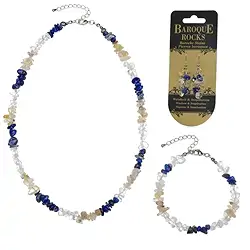 0600080112 Parure de bijoux Baroque Combi Cristal de roche, Lapis-lazuli, Quartz-Rutile | Marco Schreier