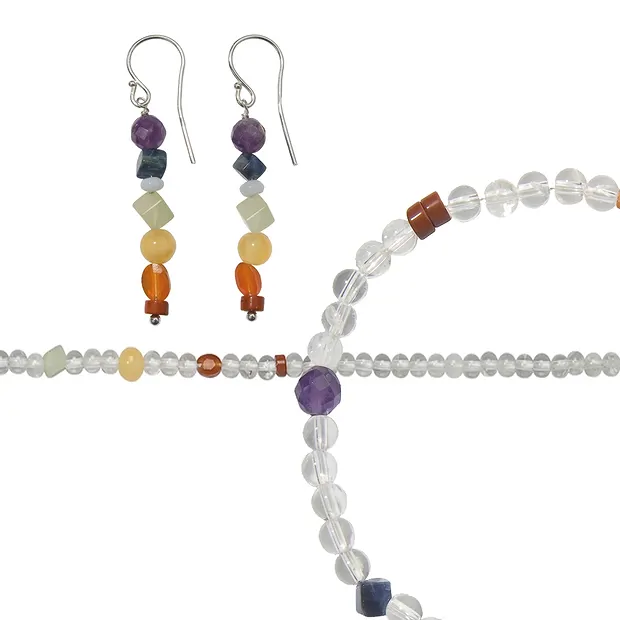 Set di gioielli Chakra "Crystal (orecchini, bracciale e collana) | Marco Schreier