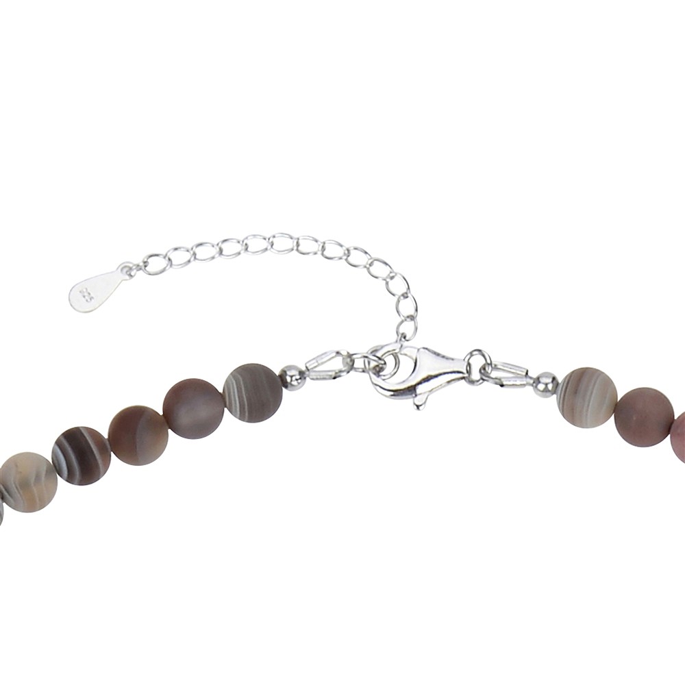 Kette Achat, Kugeln (6mm), rhodiniert, Verlängerungskettchen | Marco Schreier