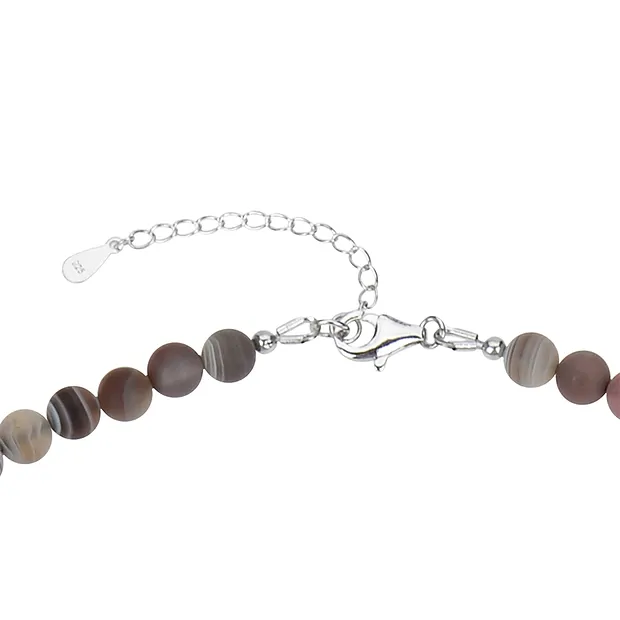 Collana di Agata, perline (6 mm), rodiate, catena di prolunga | Marco Schreier