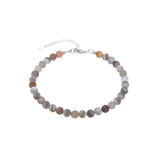 Kette Achat, Kugeln (6mm), rhodiniert | Edelsteine, Heilsteine & Schmuck-Handel