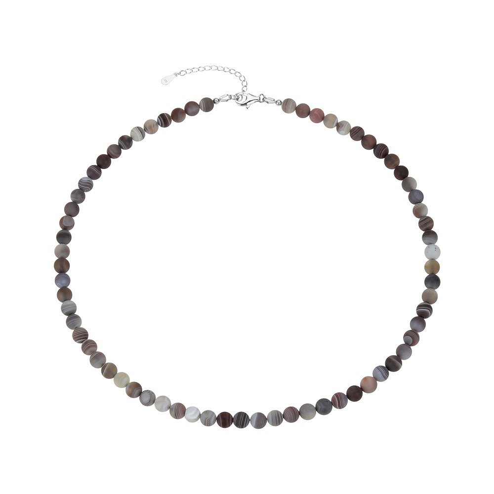 Kette Achat, Kugeln (6mm), rhodiniert, Verlängerungskettchen | Marco Schreier