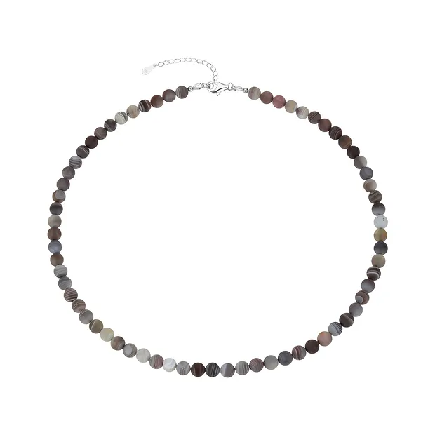 Kette Achat, Kugeln (6mm), rhodiniert | Edelsteine, Heilsteine & Schmuck-Handel