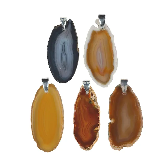 Agate slab pendant, metal eyelet, 4.5 - 5.5 cm (25 pcs./ PU) | Marco Schreier