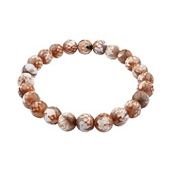 0600151302 Bracelet, Agate (white) brown tiger tooth, 08mm beads | Marco Schreier