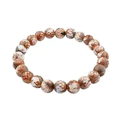 0600151302 Bracciale, agata (bianca) della Mongolia, dente di tigre marrone e bianco, perline da 08 mm | Marco Schreier