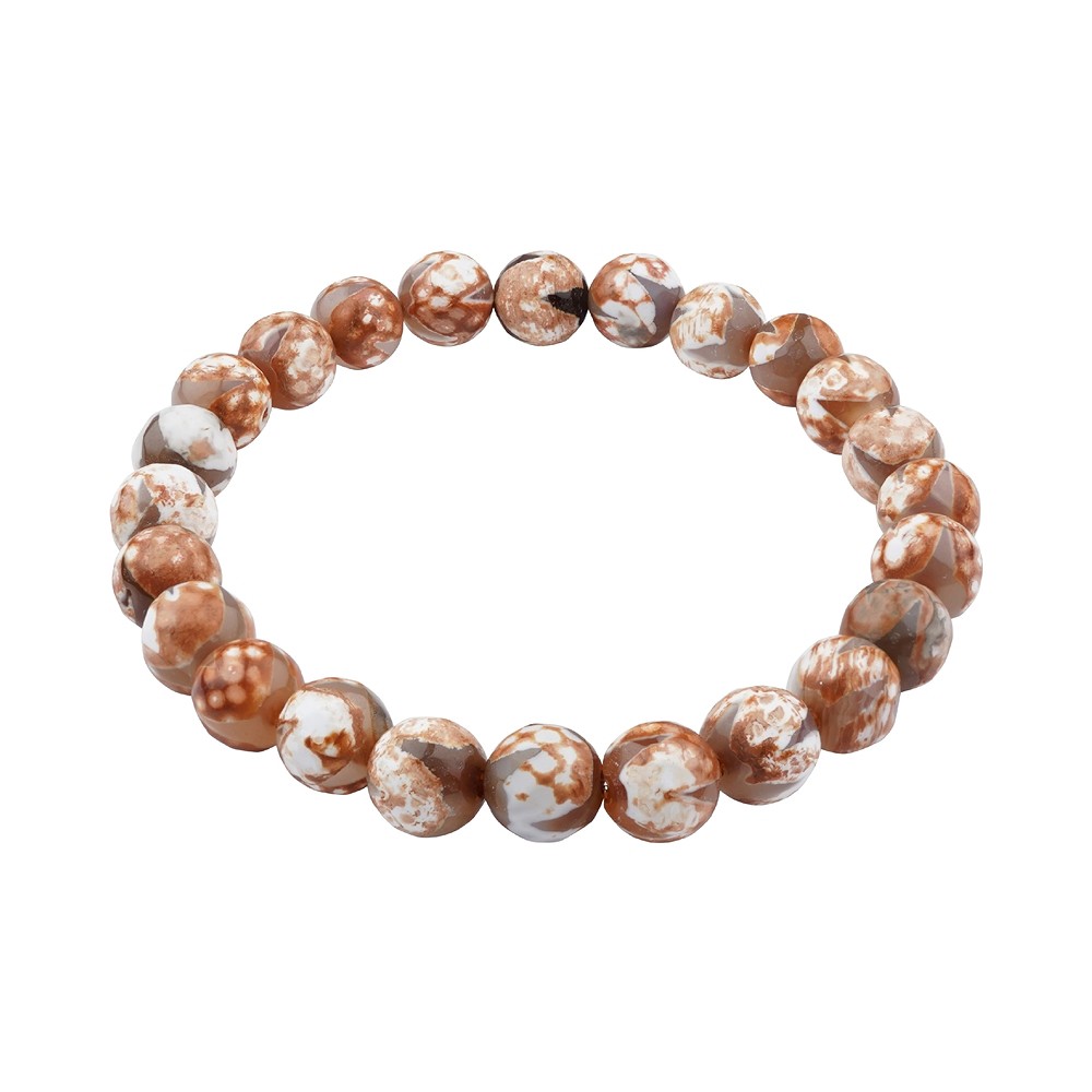Pulsera, Ágata (ágata de Mongolia) diente de tigre marrón-blanco, cuentas 08mm | Marco Schreier