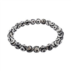 0600151303 Bracelet, Agate (noir-blanc) yeux, 08mm boules | Marco Schreier