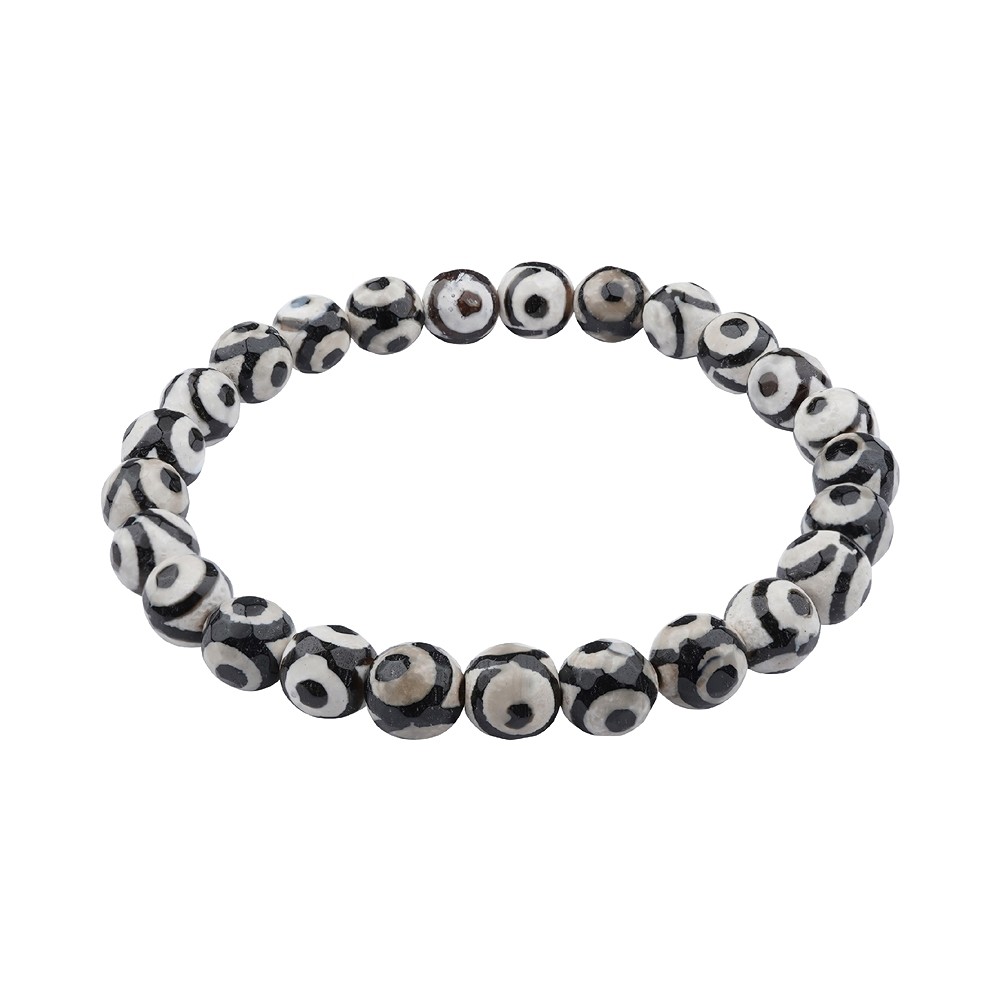 Bracelet, Agate (white) eyes, 08mm beads | wholesaler gems &amp; healing stones