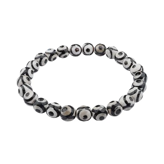 Bracelet, Agate (white) eyes, 08mm beads | wholesaler gems & healing stones