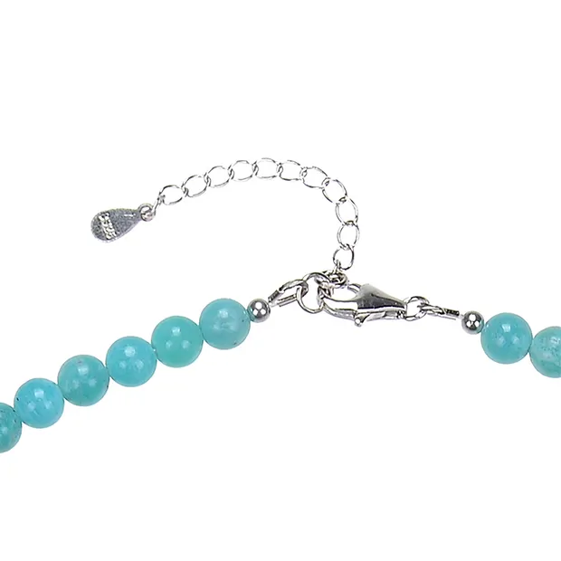 Necklace Amazonite, beads (6mm), rhodiniert | wholesaler gems & healing stones