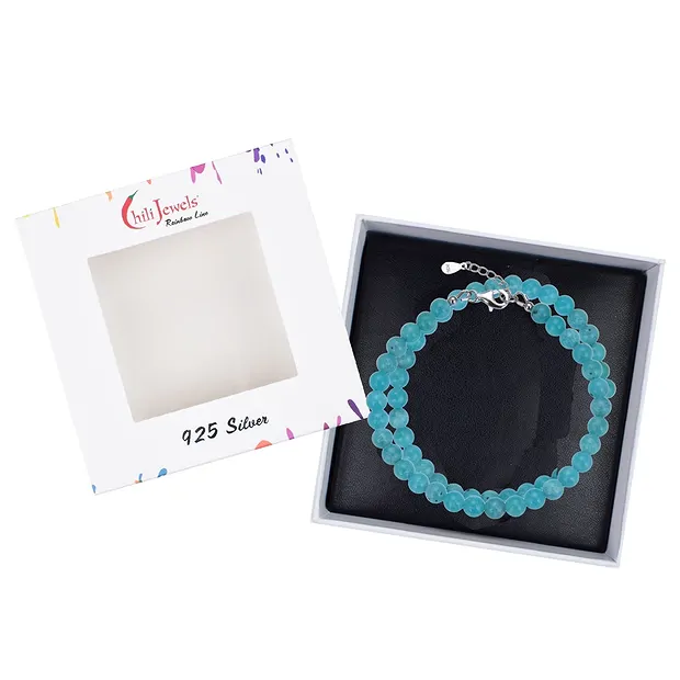 Necklace Amazonite, beads (6mm), rhodiniert | wholesaler gems & healing stones