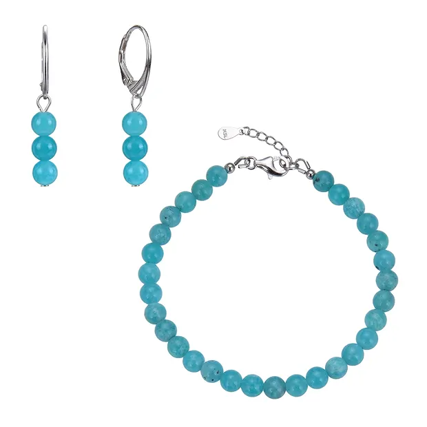 Necklace Amazonite, beads (6mm), rhodiniert, extension chain | Marco Schreier