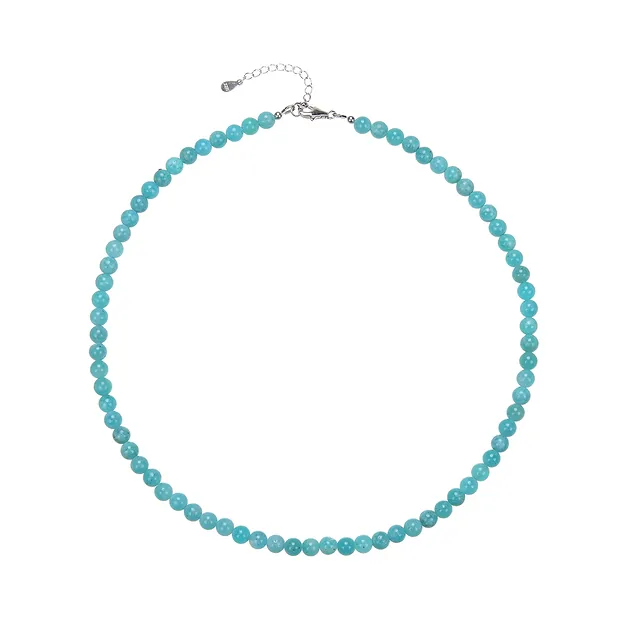 Necklace Amazonite, beads (6mm), rhodiniert | wholesaler gems & healing stones